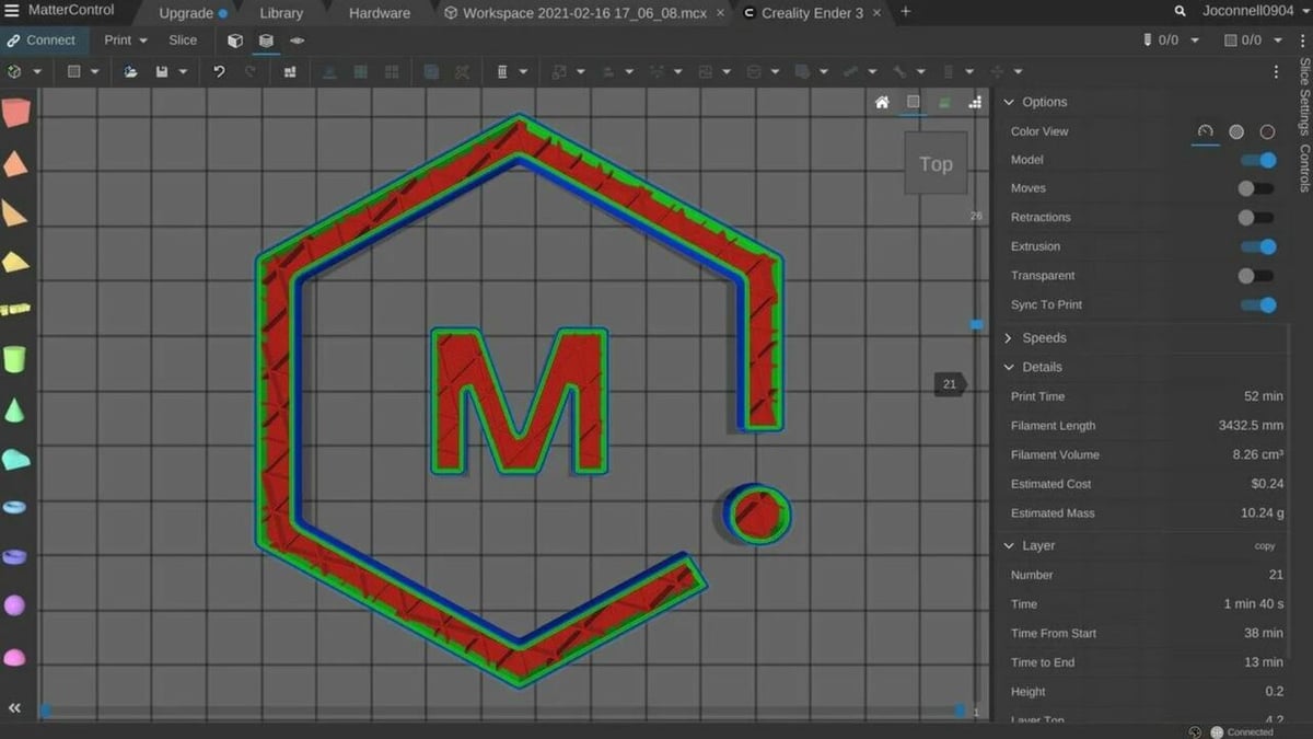 MatterControl's layout is very organized and you can have different tabs open at once