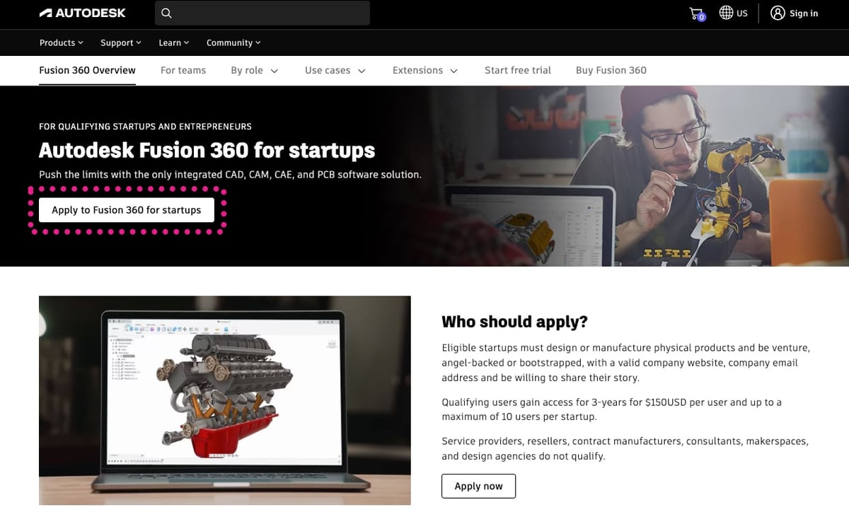 Image of Autodesk Fusion 360 Free Download: Discounted Startup License