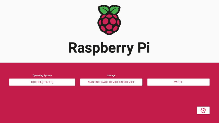 The Raspberry Pi Imager downloads and installs the OctoPrint's image to the SD card