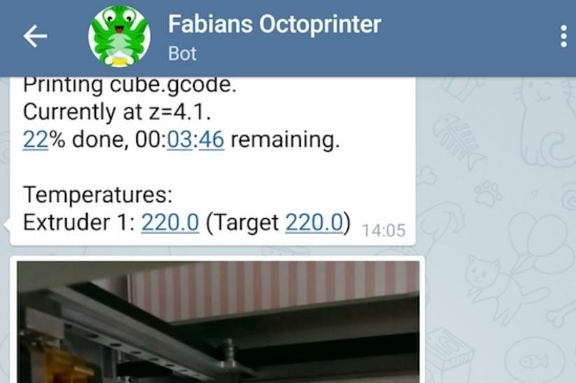 Telegram Notifications gives you status updates for your printer