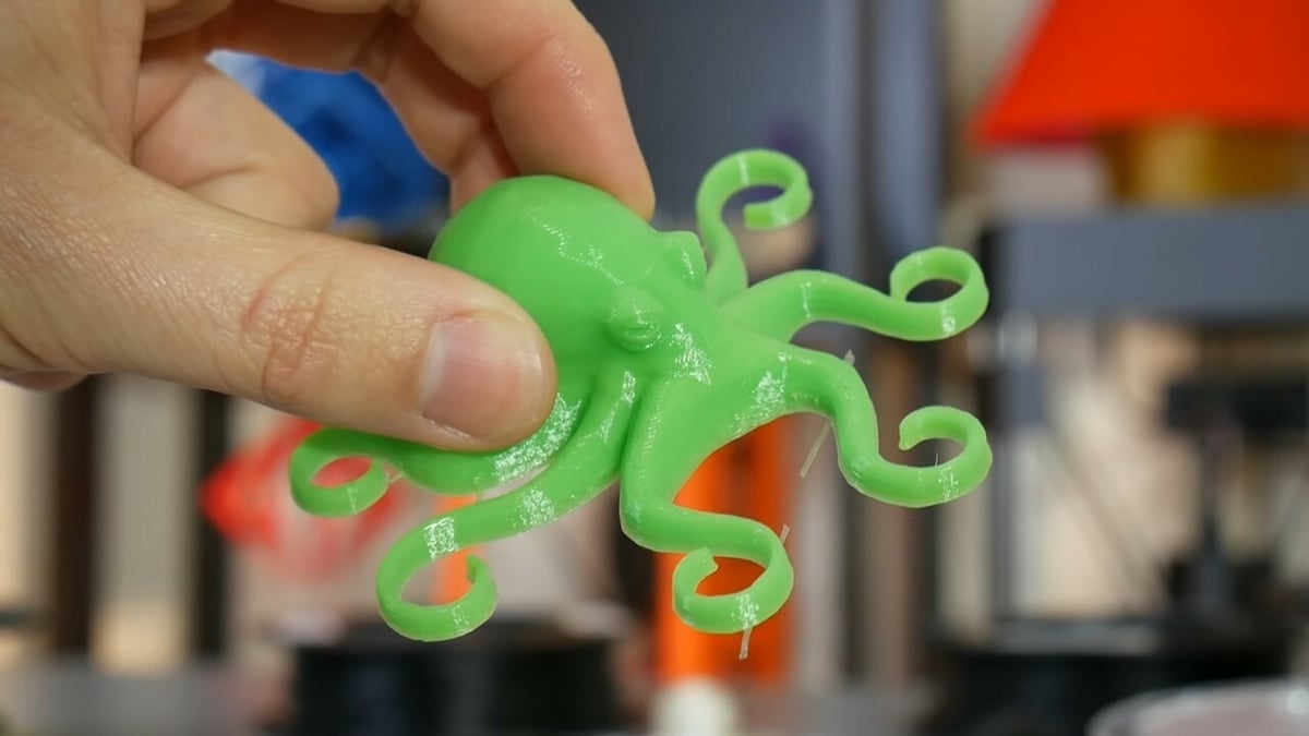 An octopus 3D printed with TPU filament
