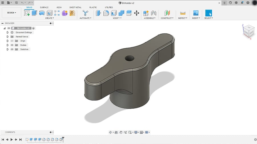 The basic layout of Fusion 360 is similar to most CAD tools