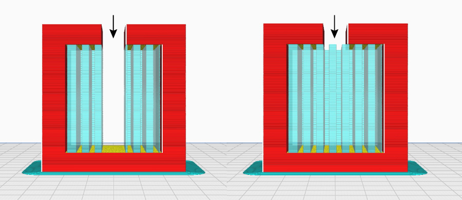 The minimum Join Distance value was set too high for the model on the right