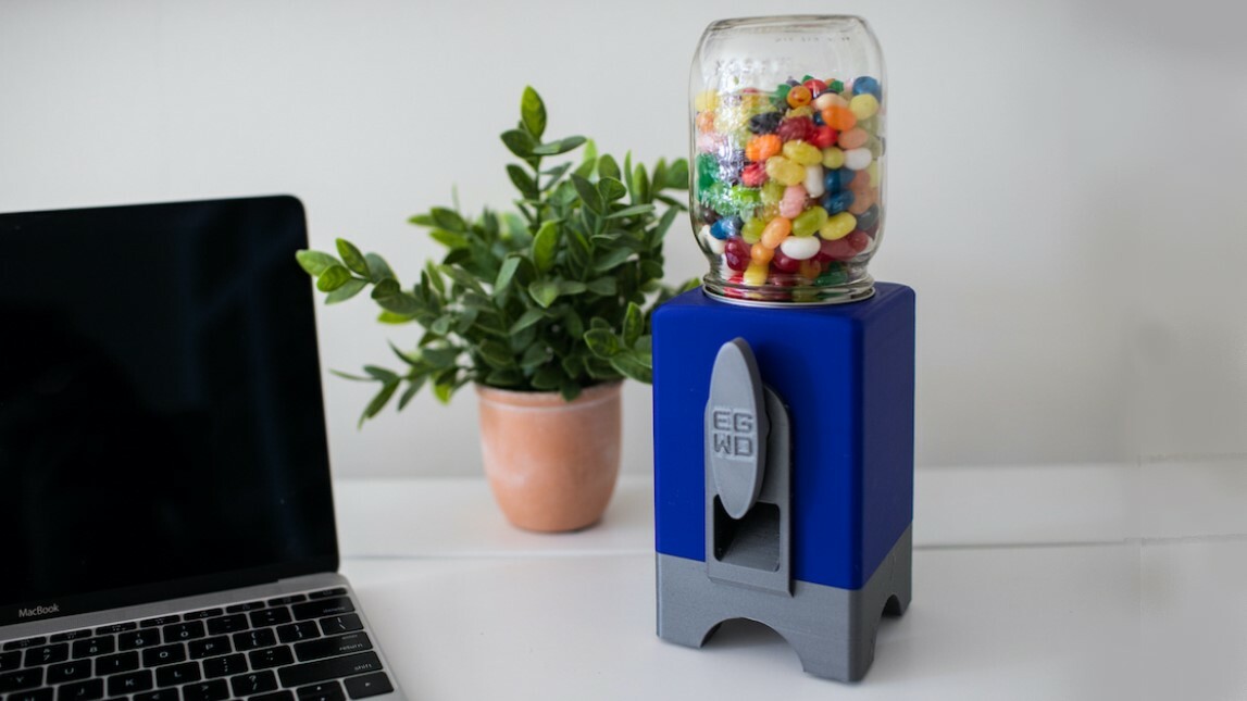 The novelty of receiving a candy will be greater with this dispenser