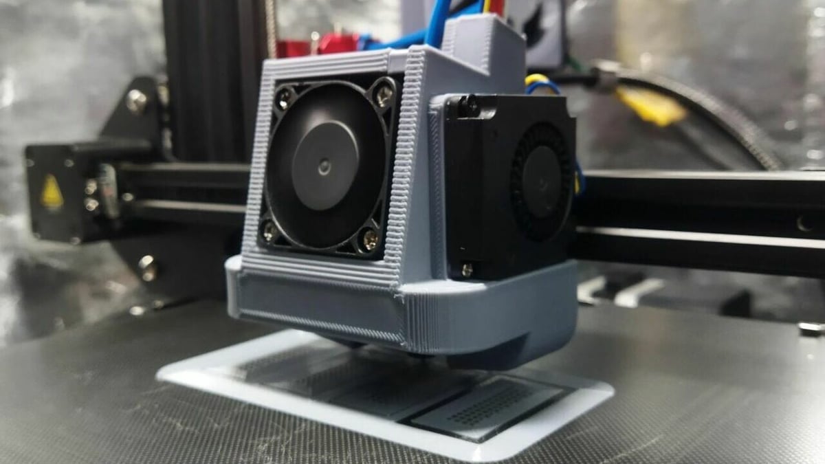 You can use a 3D printed mount to attach a replacement hot end fan