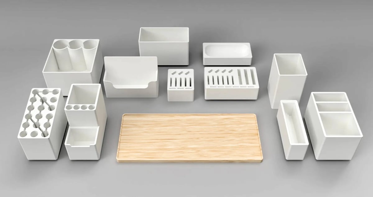 Foto de Projetos para impressora 3D: coisas para imprimir em 3D: Organizador modular de escrivaninha