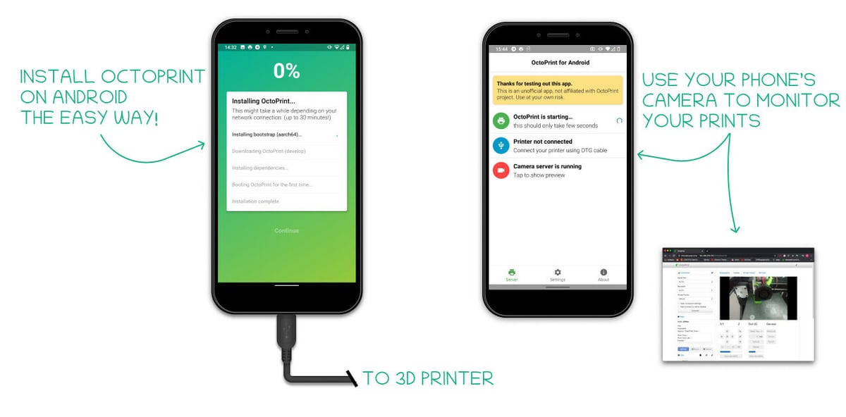Easy installation of OctoPrint on your mobile