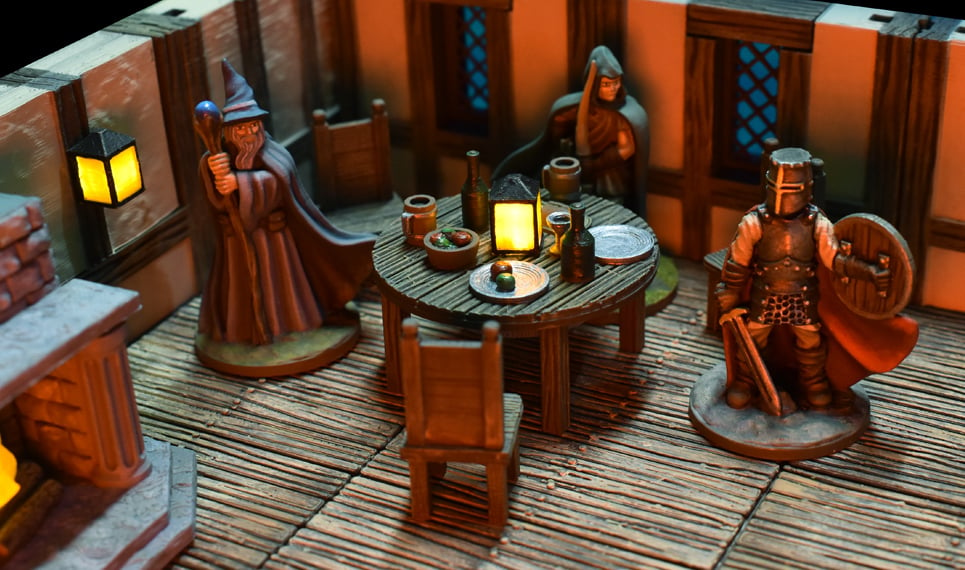 A tavern scene with DragonLock figurines