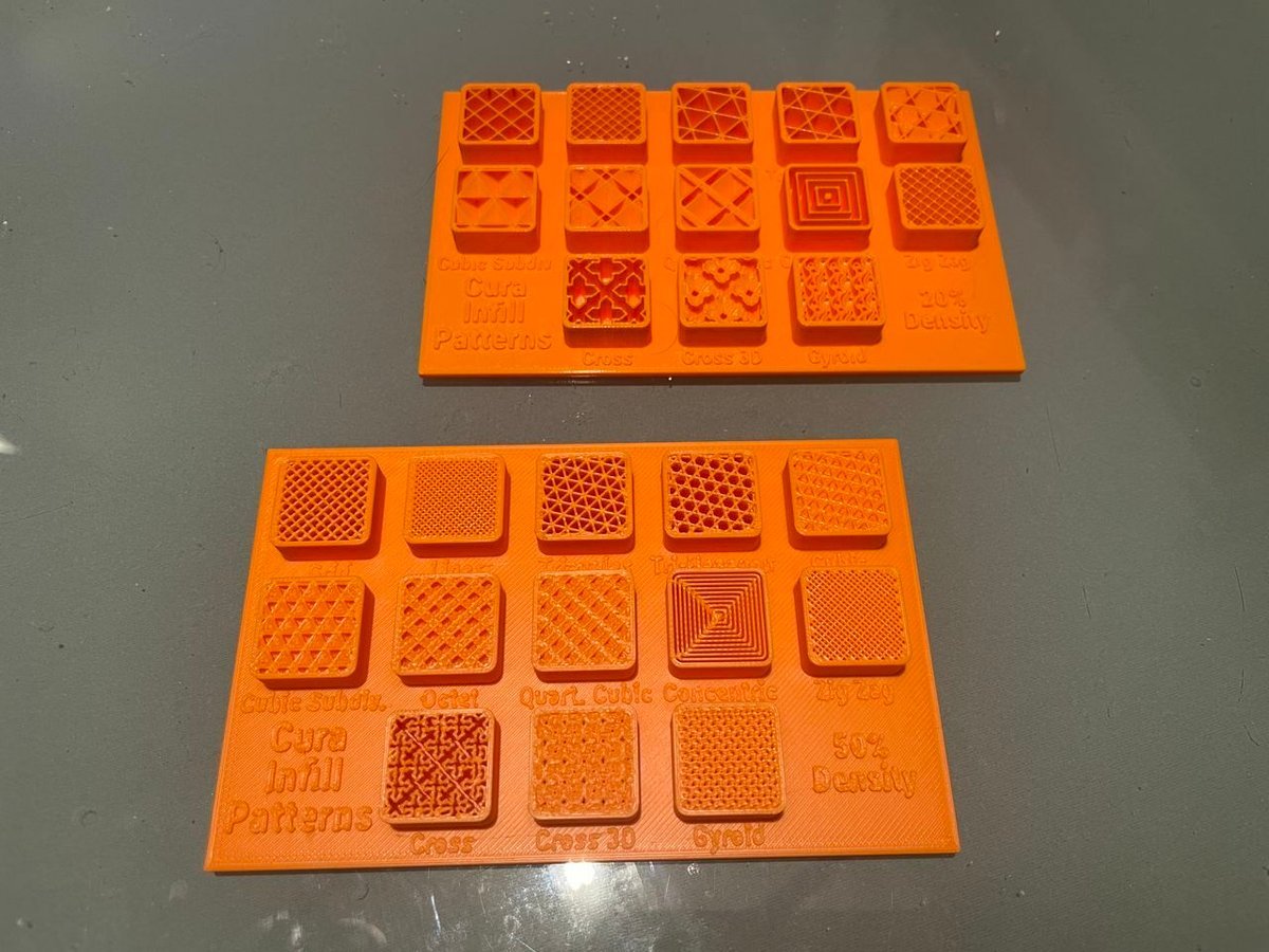Different infill densities and patterns have different advantages