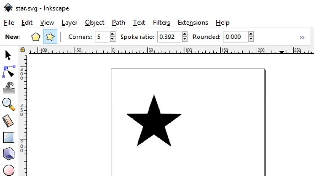 A 2D star drawn using Inkscape