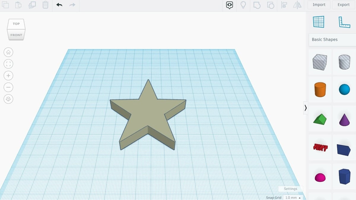 Tinkercad automatically turns a 2D drawing into a 3D model, like this 3D star