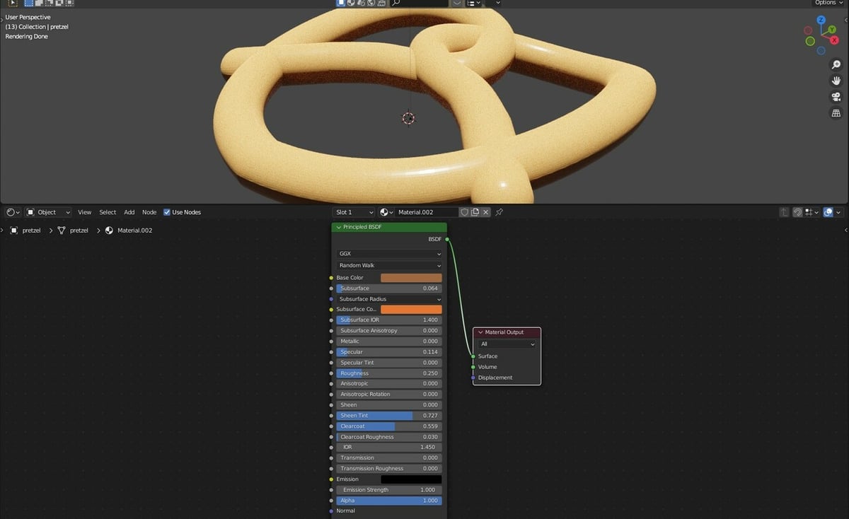 Adding a new material to our pretzel model