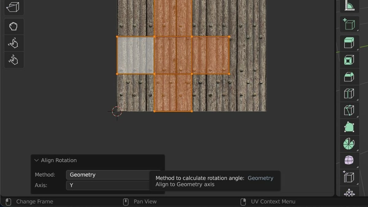 Blender's Align Rotation tool with the Geometry Method