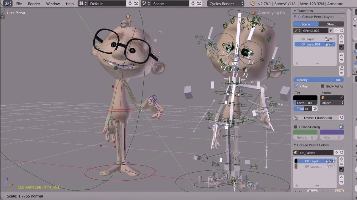 An example of Blender rigging for animation