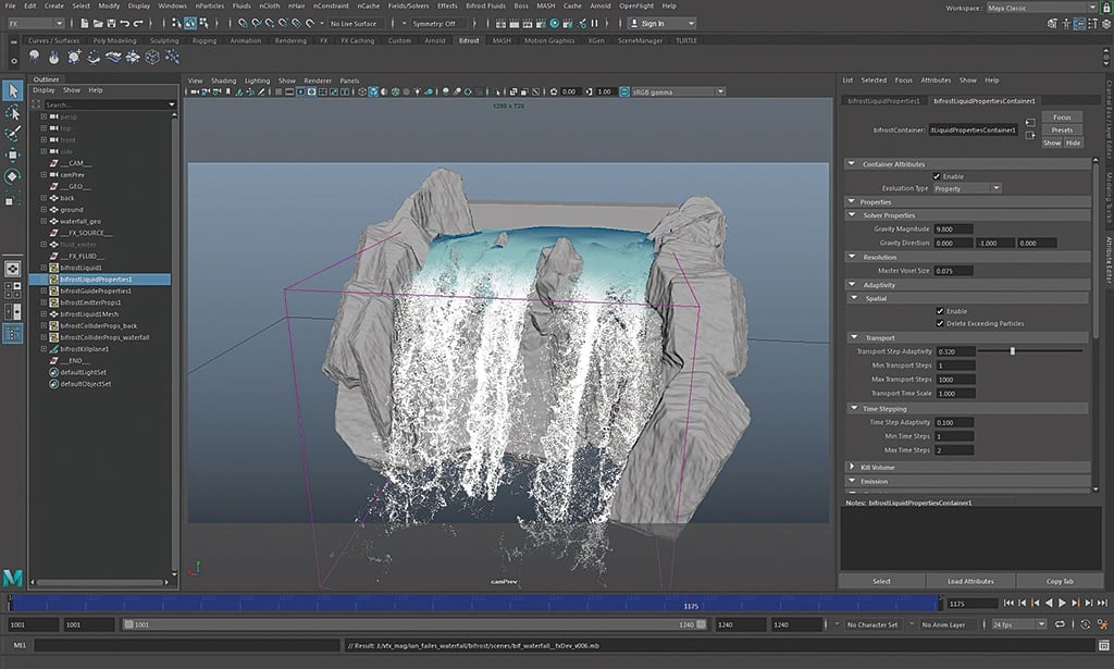 Use Maya's bifrost to create realistic fluids