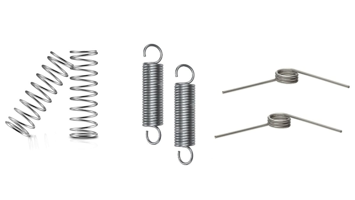 Compression, extension, and torsion springs for comparison
