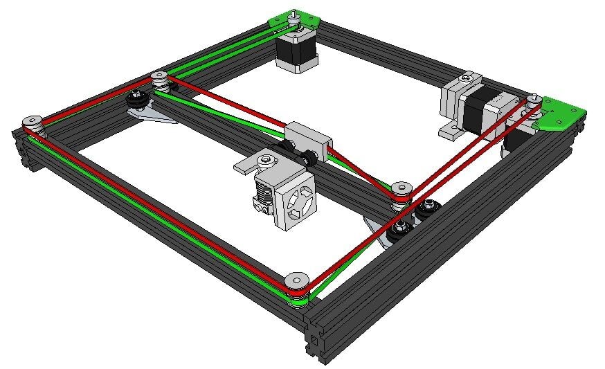 The complex belt routing makes assembly and maintenance a hassle