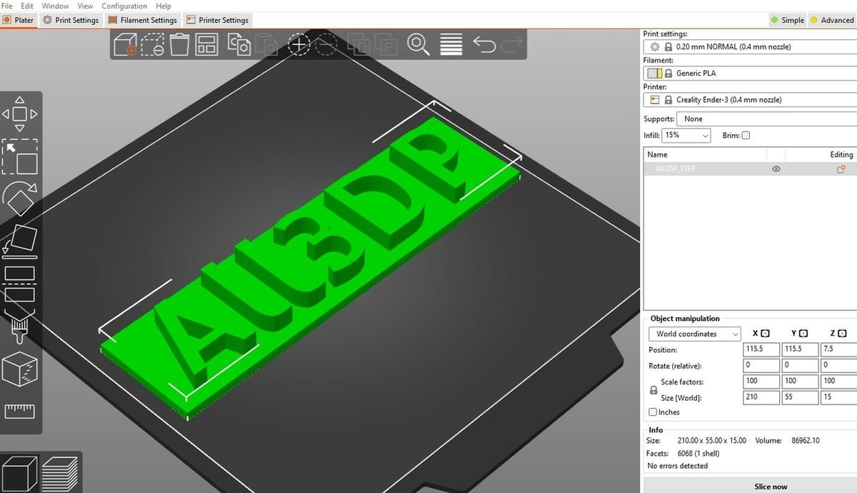 PrusaSlicer supports importing STEP files and is perfect for 3D printing enthusiasts