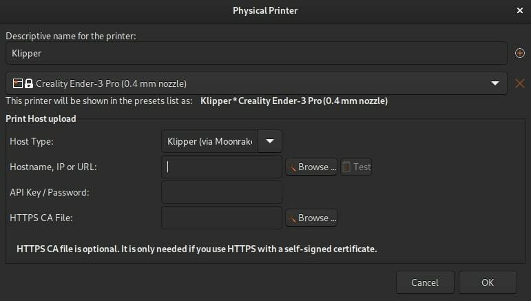 You can add a Physical Printer to upload G-codes directly