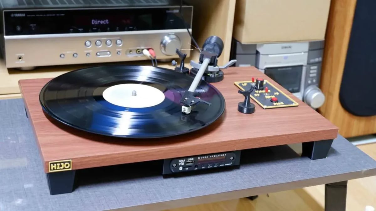 Printer parts make up this turntable