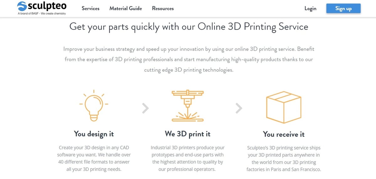 In simple three steps you can acquire high-quality 3D printed parts with Sculpteo