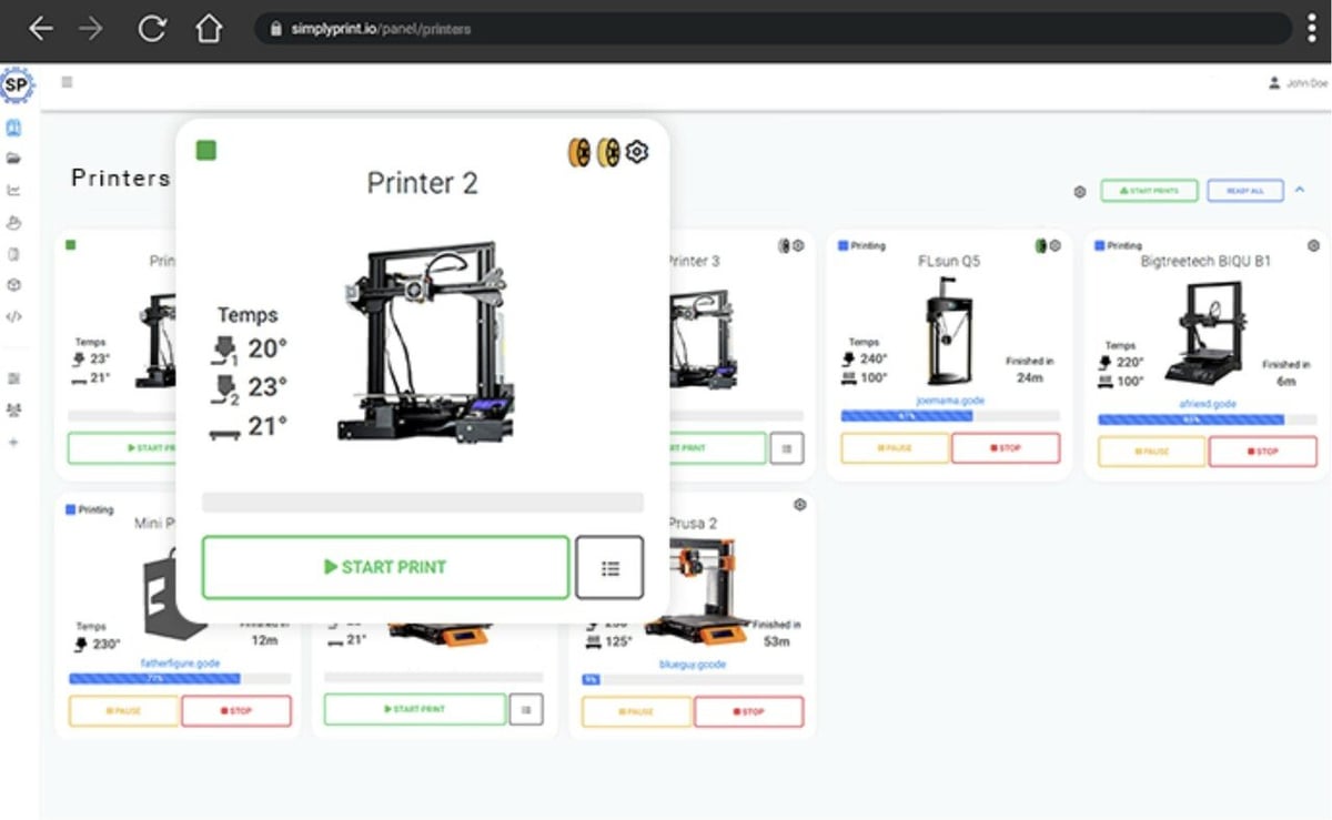 SimplyPrint makes managing multiple 3D printers easy