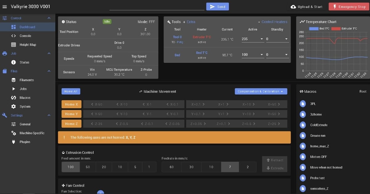 Duet Web Control offers a sleek, modern GUI with many control features