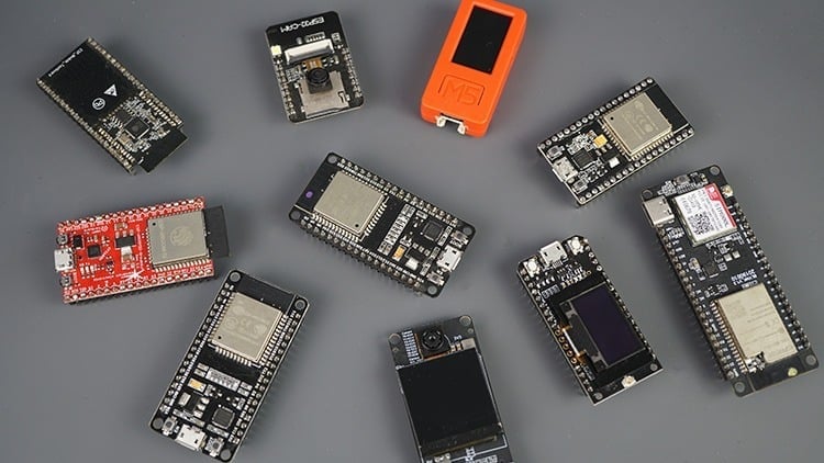 A range of Esp32 development boards, each with built-in wireless connectivity!