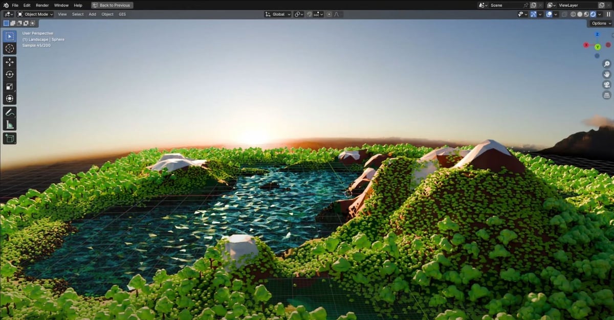 A gorgeous scene with minimal polygons