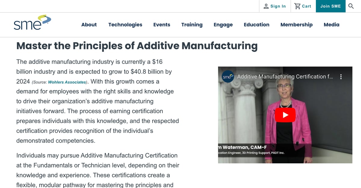 Image of Learn 3D Printing With Online Courses: SME (Society of Manufacturing Engineers)