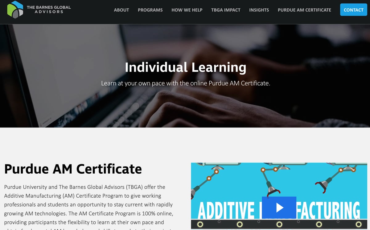 Image of Learn 3D Printing With Online Courses: Purdue University with Barnes Global Advisors