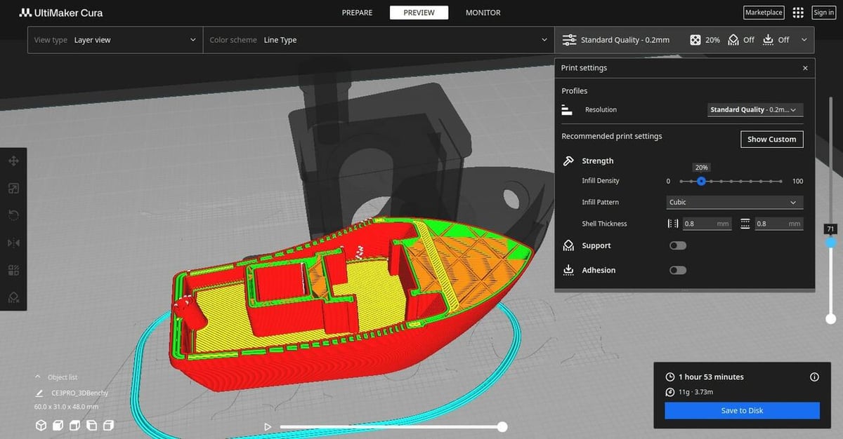 Both Cura and PrusaSlicer feature basic slicer settings like layer height and infill density