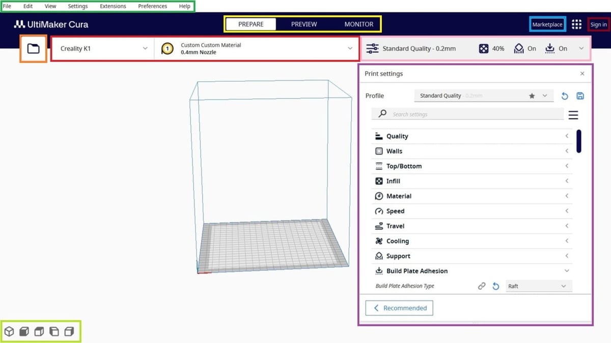 A interface do usuário do Cura é a mais direta possível