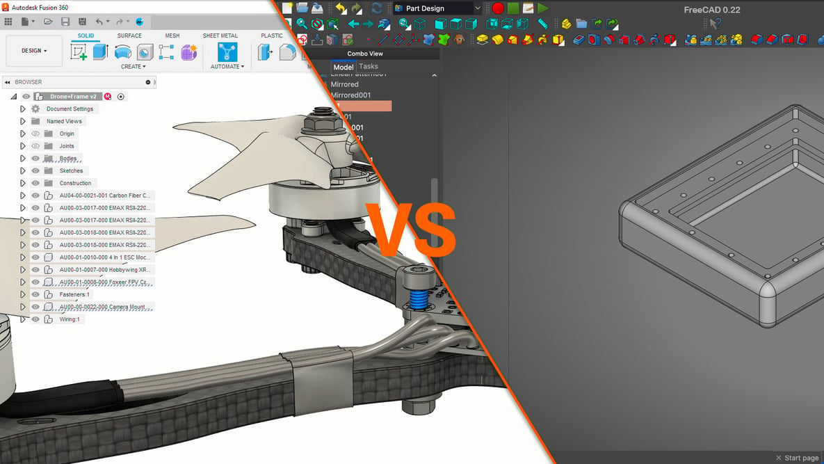 Featured image of Fusion 360 vs FreeCAD: The Differences