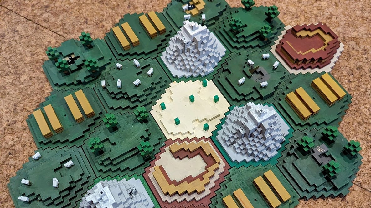 Featured image of This Redditor Created a 3D Printable Minecraft-Themed Catan Set