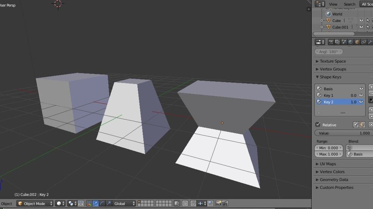 Different types of shape constructs used in Blender and