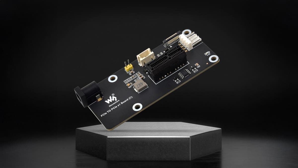 Featured image of Waveshare Launches Raspberry Pi 5 to PCIe x1 Adapter Board