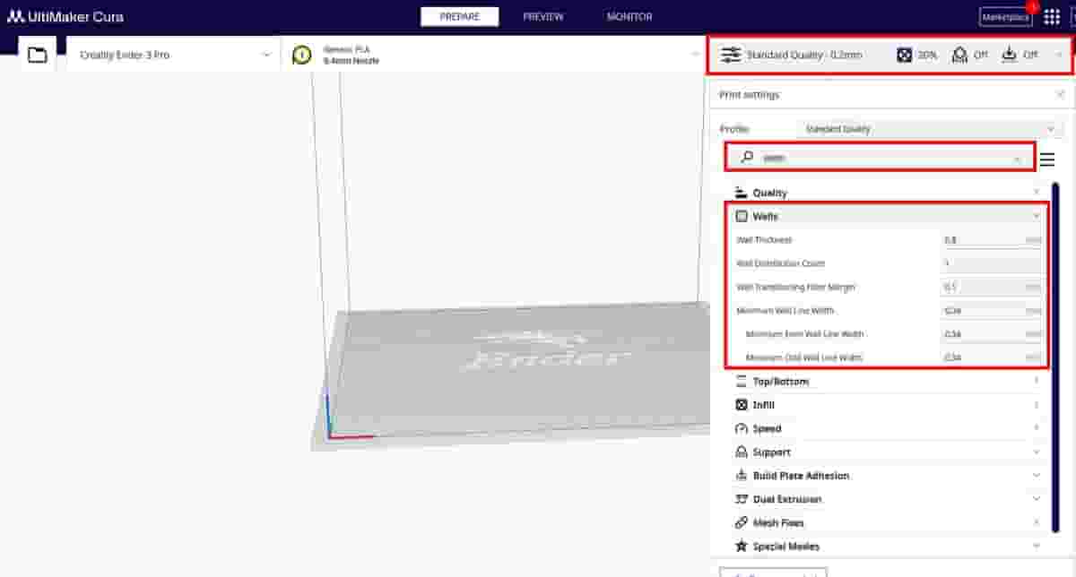 Cura's Wall settings impact how Arachne slices prints