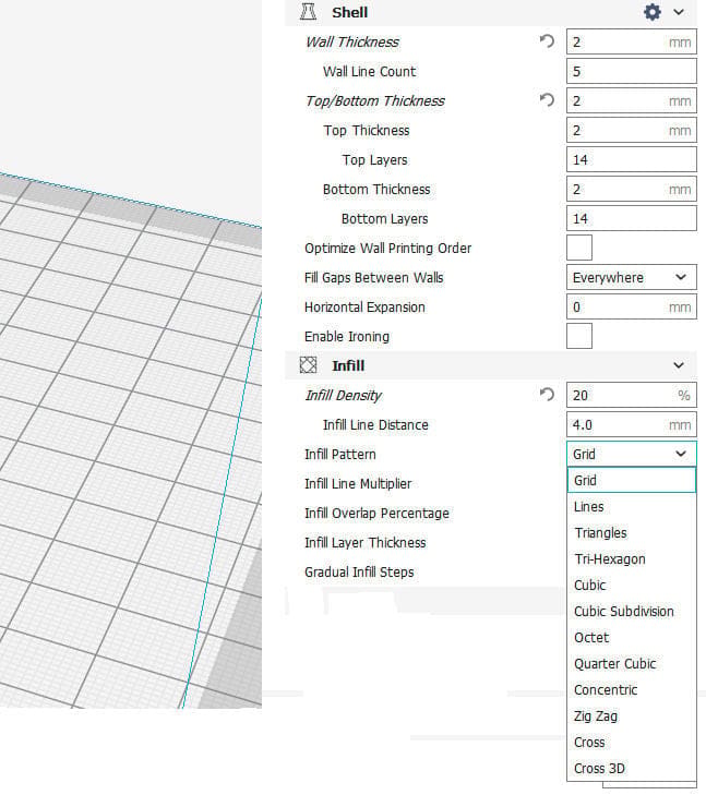 Shell and Infill settings