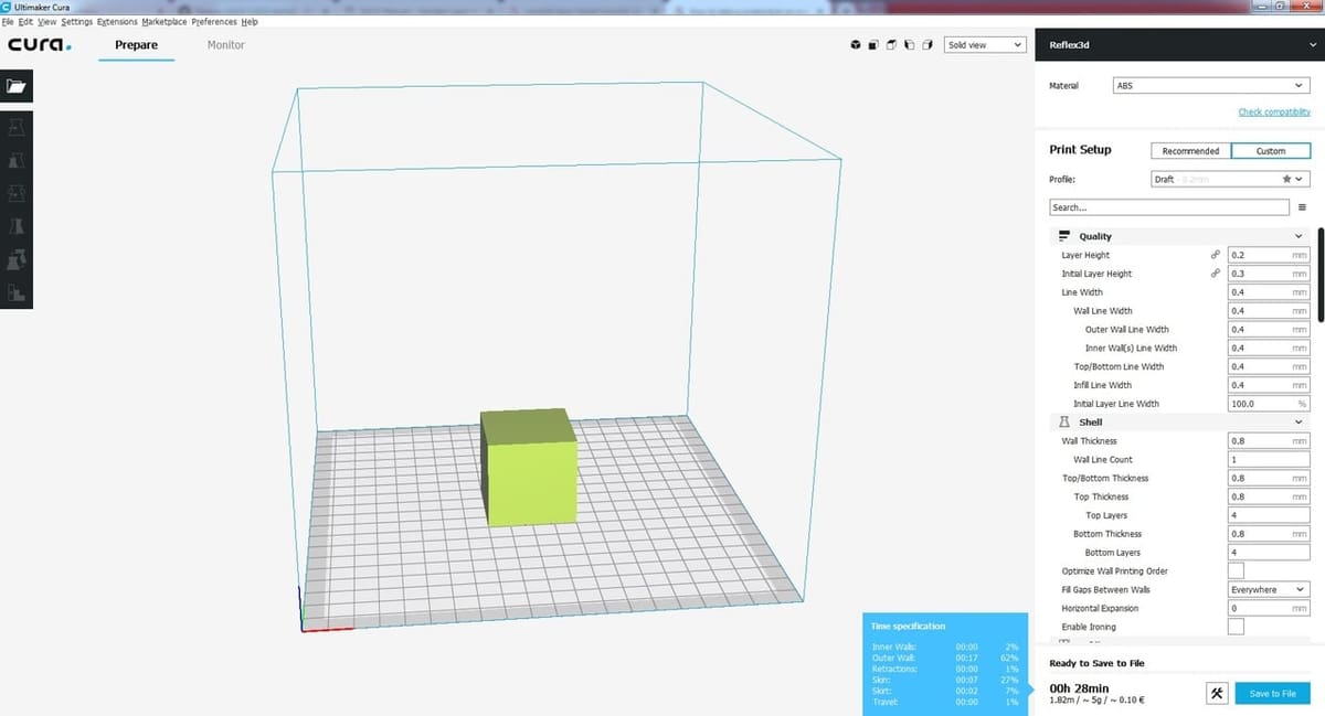 Cura Layout and print time.