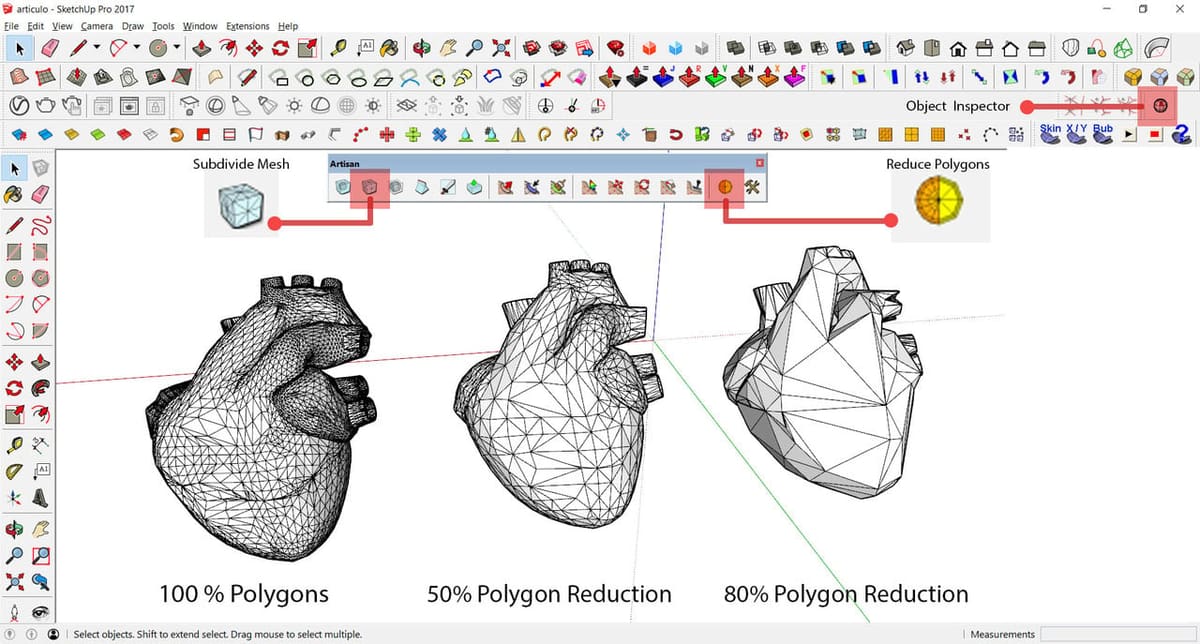 A low-poly heart in Sketchup.