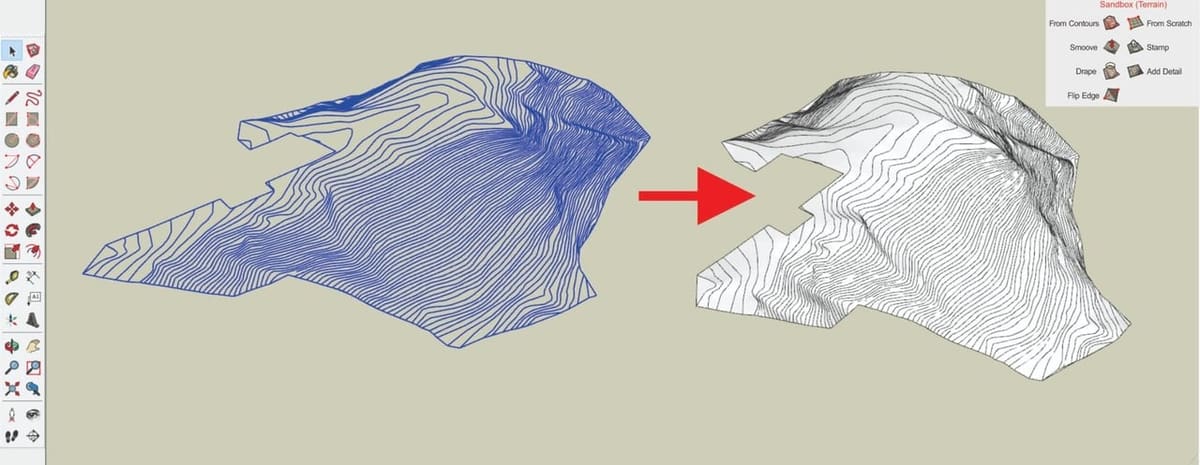 Modeling terrain from contours.