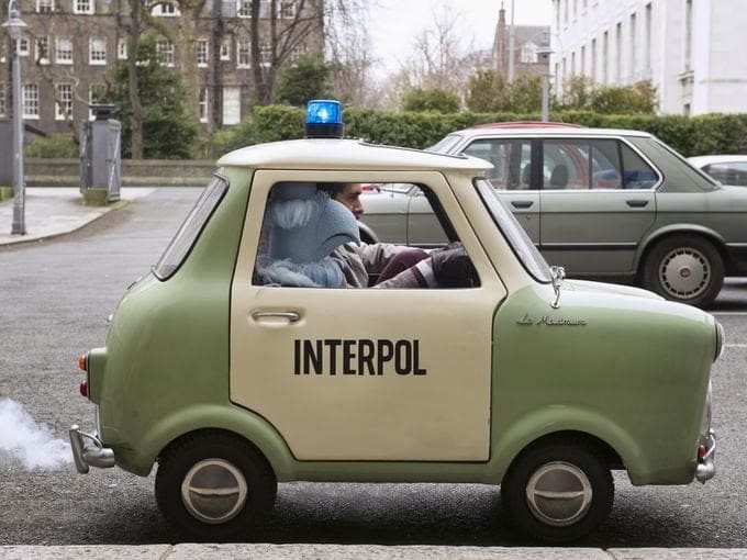 Interpol vehicle seen in action on the set.