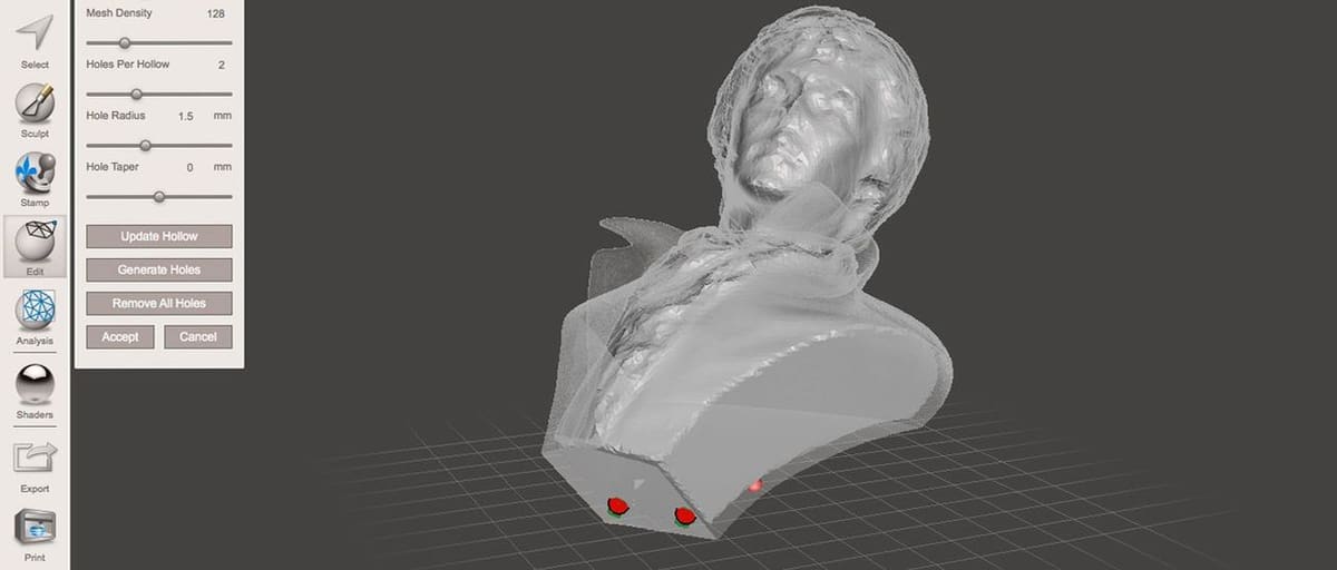 Hollowing a 3D model.