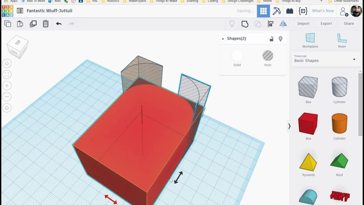 Rounding corners in Tinkercad.