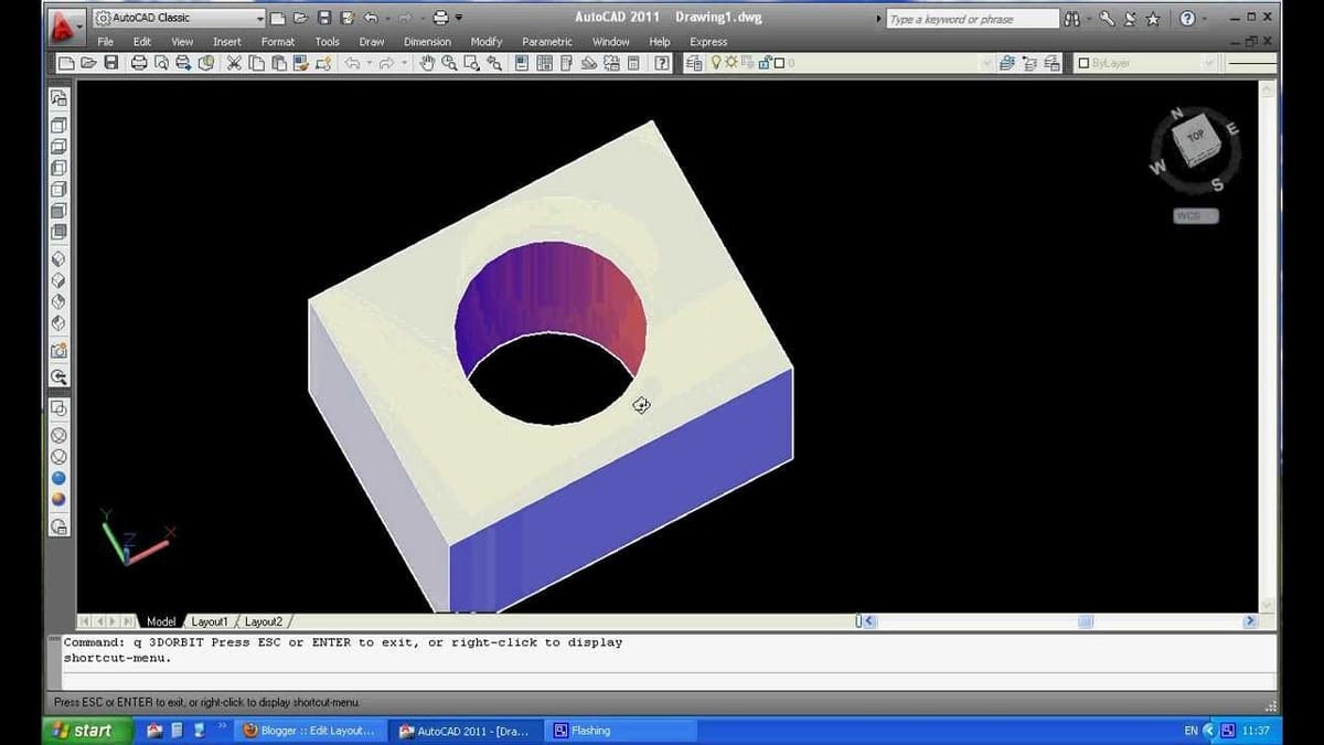 An AutoCAD model with a hole.