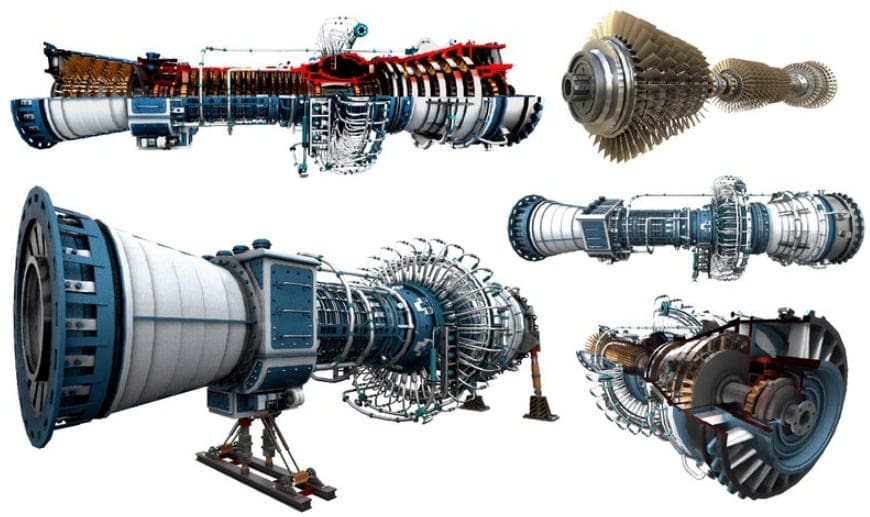 A gas turbine model generated in Rhino3D.