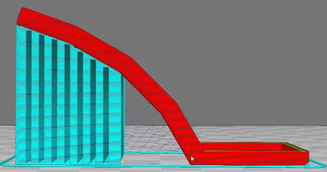A heavily supported overhang.