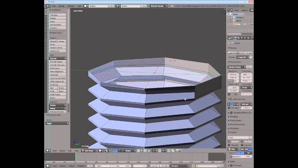 Modeling threads in Blender.