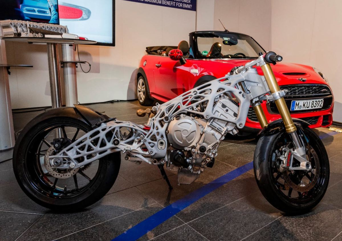 3D printed frame for the BWM S1000RR motorcycle.